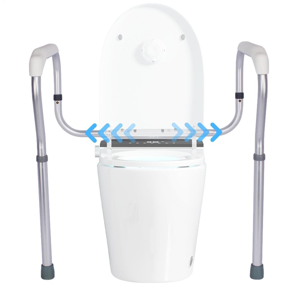 Toilet Grab Handles - Adjustable Toilet Hand Rail, Toilet Surround Safety Frame | Non Slip Toilet Aid Assist Rail, Aluminum Alloy Handicap Toilet Safety Rails for Disabled Elderly Pregnant Seniors