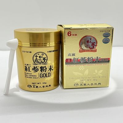 6YEARS Korean Heaven RED Ginseng Powder Gold - Ginseng Saponin GINSENOSIDE Natural Super Food Pure Powder 100% (50g x 1)