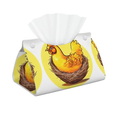 Bird's Nest Golden Chicken Long Tissue Box Cover - Waterproof, Lightweight, and Foldable with Two-Button Opening for Convenient Use