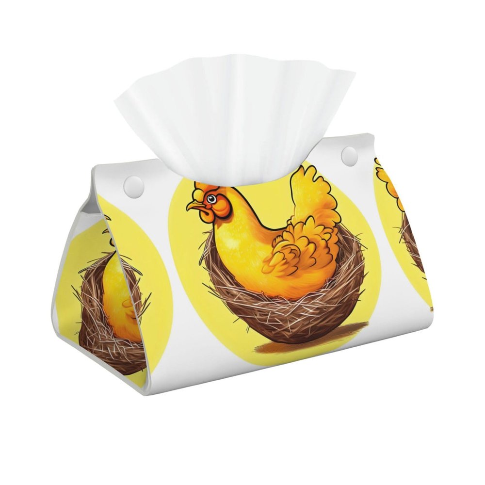 Bird's Nest Golden Chicken Long Tissue Box Cover - Waterproof, Lightweight, and Foldable with Two-Button Opening for Convenient Use