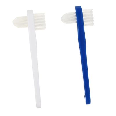 HAPINARY Denture Brush False Teeth Brush 2Pcs Dual-Head Toothbrushes with Firm Nylon Bristles Long Non-Slip Handle Maintains Original Finish Fresher Breath Dedicated Denture Cleaning Tool