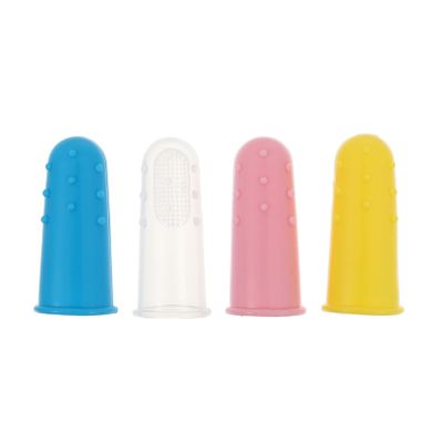 HAPINARY Baby Finger Toothbrush 4pcs Silicone Infant Boys and Girls Oral Cleaner Soft Bristles Gum Massager Safe for Toddler Everyday Oral Hygiene Random Color