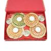Emartbuy Luxury Diwali Hamper with 4 Gota Rangoli Candle Holders Diyas & Snacks - Perfect for Diwali, Pooja, Navratri, Ganpati & Housewarming Gifts view 2