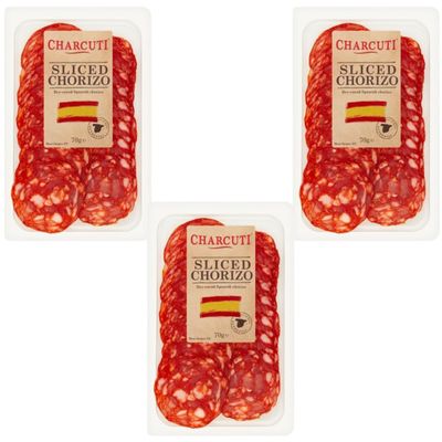 Charcuti Dry-Cured Sliced Spanish Chorizo 70g packs (3x70g)
