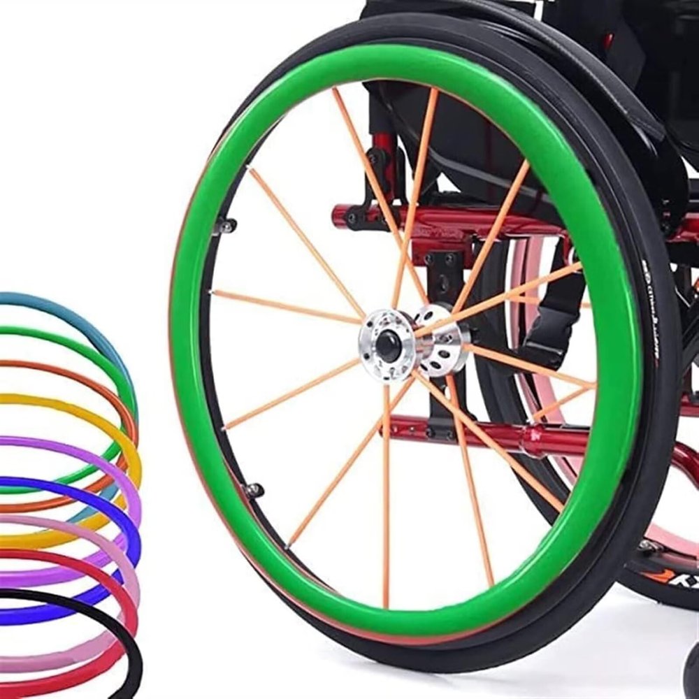 Wheelchair Rear Wheel Grips Cover - 24in Wheelchair Push Rim Covers, Wheelchair Push Wheel Ring, Silicone Wheelchair Push Rings, Non-Slip, Wear-Resistant, Improve Grip and Traction