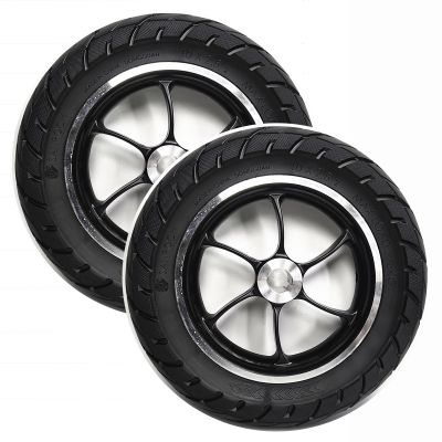 10x2.50 Electric Wheelchairs Rear Wheel, 10 Inch Rear Wheel Replacement Wheels, Rubber Solid Tire, Wheelchair Rear Wheel Assembly, Bearing: 3/4 Inch (19mm) (2 Pack)