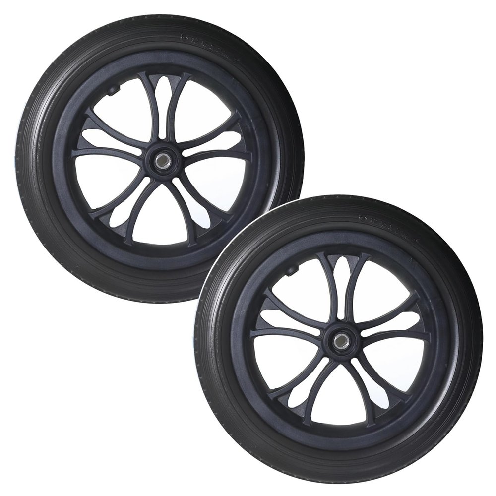 12 Inch Electric Wheelchair Replacement Wheel, 12 1/2x2 1/4 Rear Wheels for Wheelchair, Solid Non-Inflatable Tire, Wheelchair Replacement Parts, with 1/2"(12 mm) Bearing (2 Pcs)