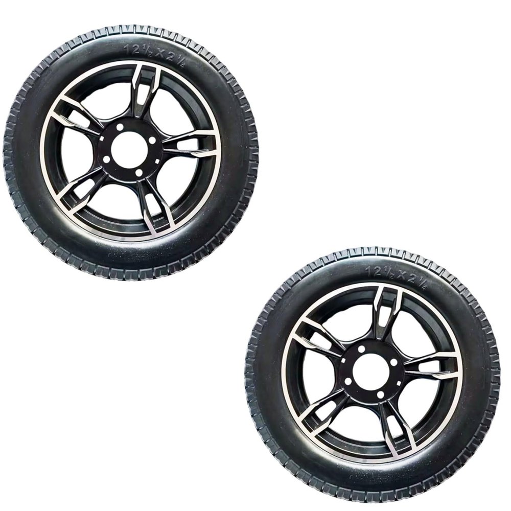 12 Inch Electric Wheelchair Rear Wheel Replacement, Solid Polyurethane Tires with Aluminum Alloy Wheels, 12 1/2 
