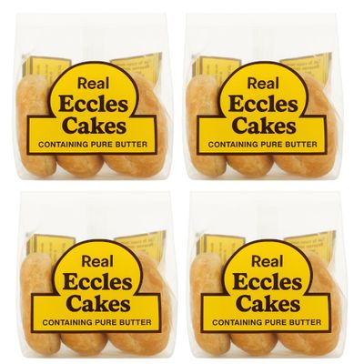 Lancashire Eccles Cakes x 4 Packs (16 Total)  Traditional British Pastry  Rich, Buttery & Fruity Snack  Perfect with Tea, Gifting or Entertaining  WoodzyCo Exclusive