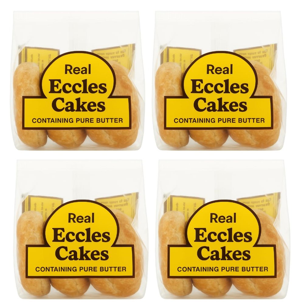 Lancashire Eccles Cakes x 4 Packs (16 Total)  Traditional British Pastry  Rich, Buttery & Fruity Snack  Perfect with Tea, Gifting or Entertaining  WoodzyCo Exclusive