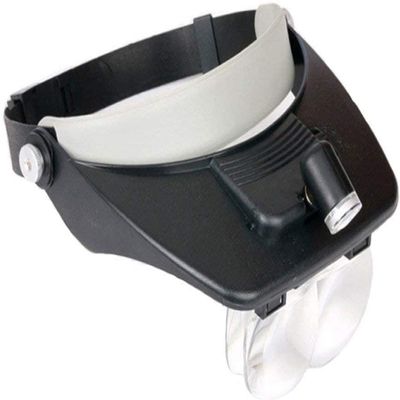 ESHINEDE Head Mounted Magnifier 1.2X 1.8X 2.5X 3.5X Hands Free Illuminated Glass with Led Lights Old Man Reading Mobile Phone Circuit Board Repair Hd Magnifiers Reading