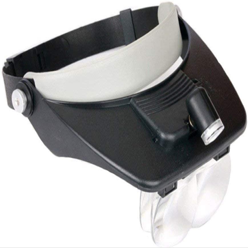 ESHINEDE Head Mounted Magnifier 1.2X 1.8X 2.5X 3.5X Hands Free Illuminated Glass with Led Lights Old Man Reading Mobile Phone Circuit Board Repair Hd Magnifiers Reading