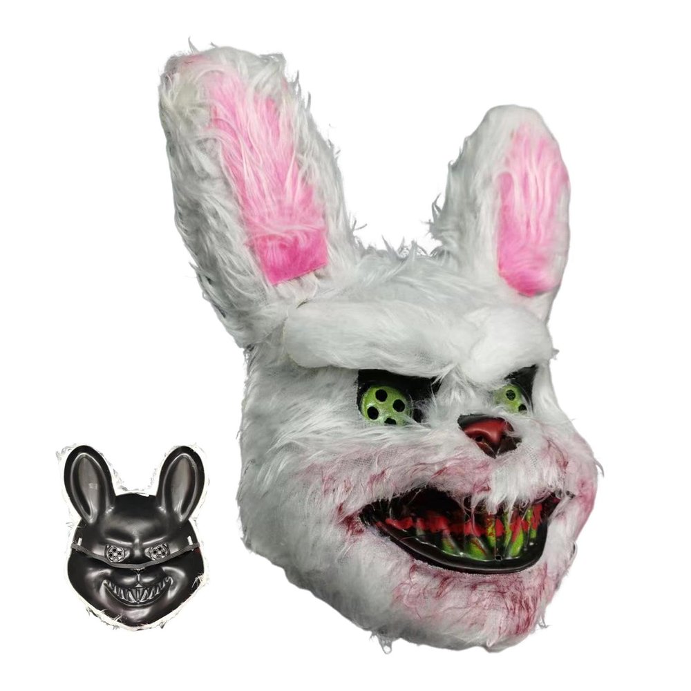 Creepy Bunny Face Cover | Kids' Costume Bunny Face Cover with Bloody Mouth,Elastic Cosplay Costume Scary Face Cover for Role Play Halloween Easter