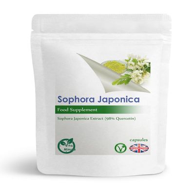 Sophora Japonica 500mg Capsules (Vegan) Providing 25mg Quercetin (Pack of 180)