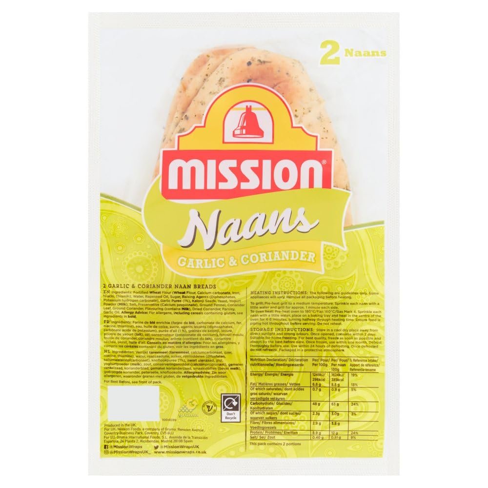 Myafricastore Mission 2 Garlic & Coriander Naan Breads 2pk  6