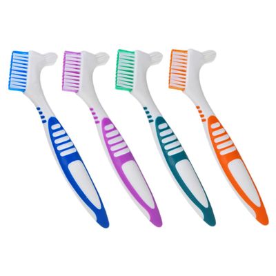 Baluue 4pcs Double-Sided Hard Denture Cleaning Brushes Multi-Layer Toothbrushes for Effective False Teeth and Denture Removal Cleaning, Portable Oral Care Tool for Daily Use