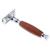 Wood Handle Double Edge Safety Shaving Razors Moustache Grooming Tool Brown 12.5 x 4.5 x 2.5CM view 1