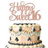 1 Pack Happy Sweet 16 Cake Topper Glitter Sweet 16 Cheers to 16 Years Old Birthday Cake Pick for 16th Birthday Anniversary Party Cake Decorations Supplies Rosegold view 1