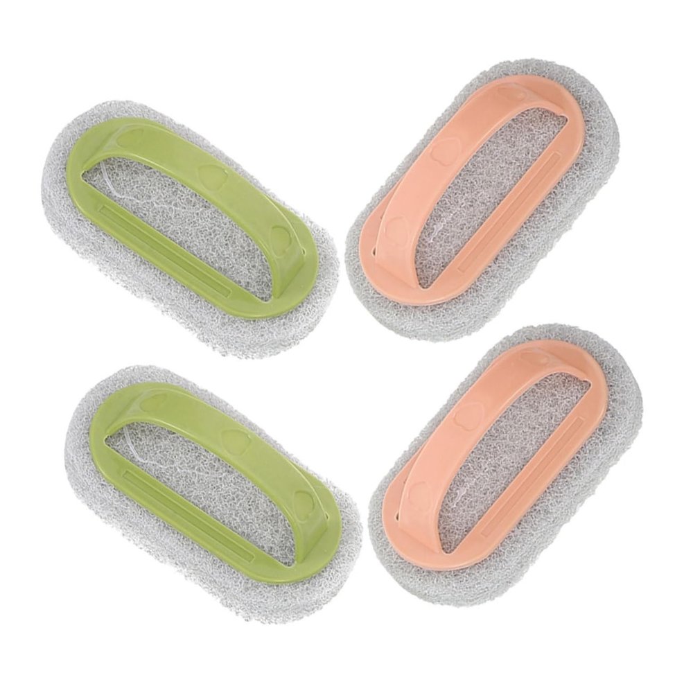 Zerodeko 4pcs Grip Cleaning Brush Set Manual Bathroom Tile Scrubber Handle Brush for Grout Ergonomic Home Cleaning Tool Handheld Crevice Cleaner