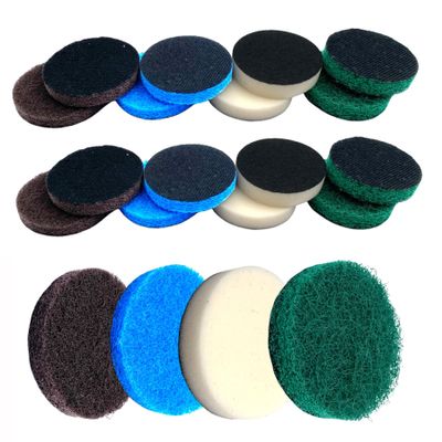 20 Pcs 64mm Width Electric Cleaning Brush Pads Set,5 Microfibre Pads 5 Performance Pads 5 Kitchen Mats and 5 Foam Pads Electric Cleaning Tool Replacement