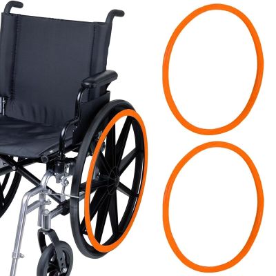 24inch Silicone Wheelchair Push Rim Covers, Non-Slip Wear-Resistant Hand Push Cover, Wheelchair Handrim Covers, Wheelchair Rear Wheel Cover for Improve Grip and Traction (Orange