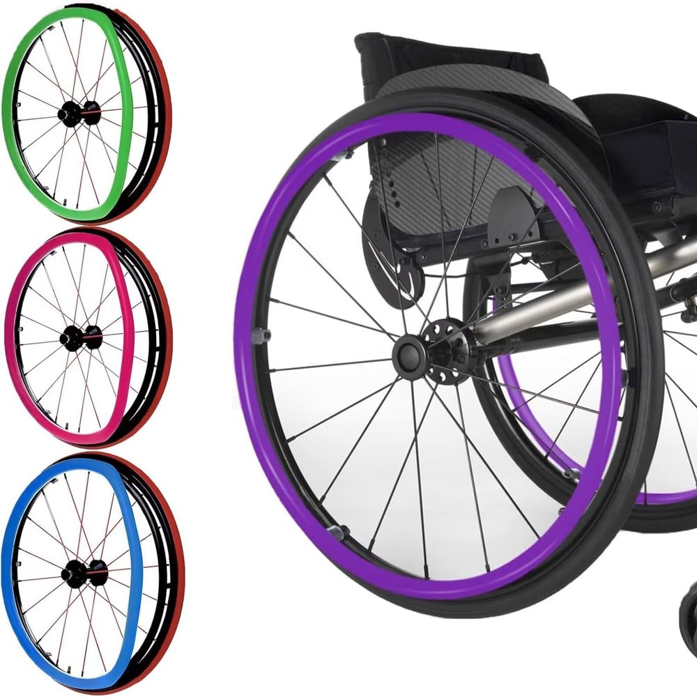 22in Non-Slip Wheelchair Push Rim Covers - Wear-Resistant Hand Push Covers for Rear Wheel - 1 Pair of Protective Accessory by Wheelchair Cover