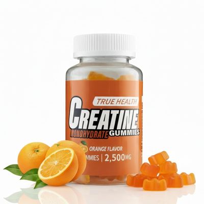 Creatine Gummies  Vegan Creatine Monohydrate Gummies, Strawberry Flavoured for Post Workout Recovery, Boost Muscle Growth and Enhance Strength, 2,500 MG, 60 Units (Orange)
