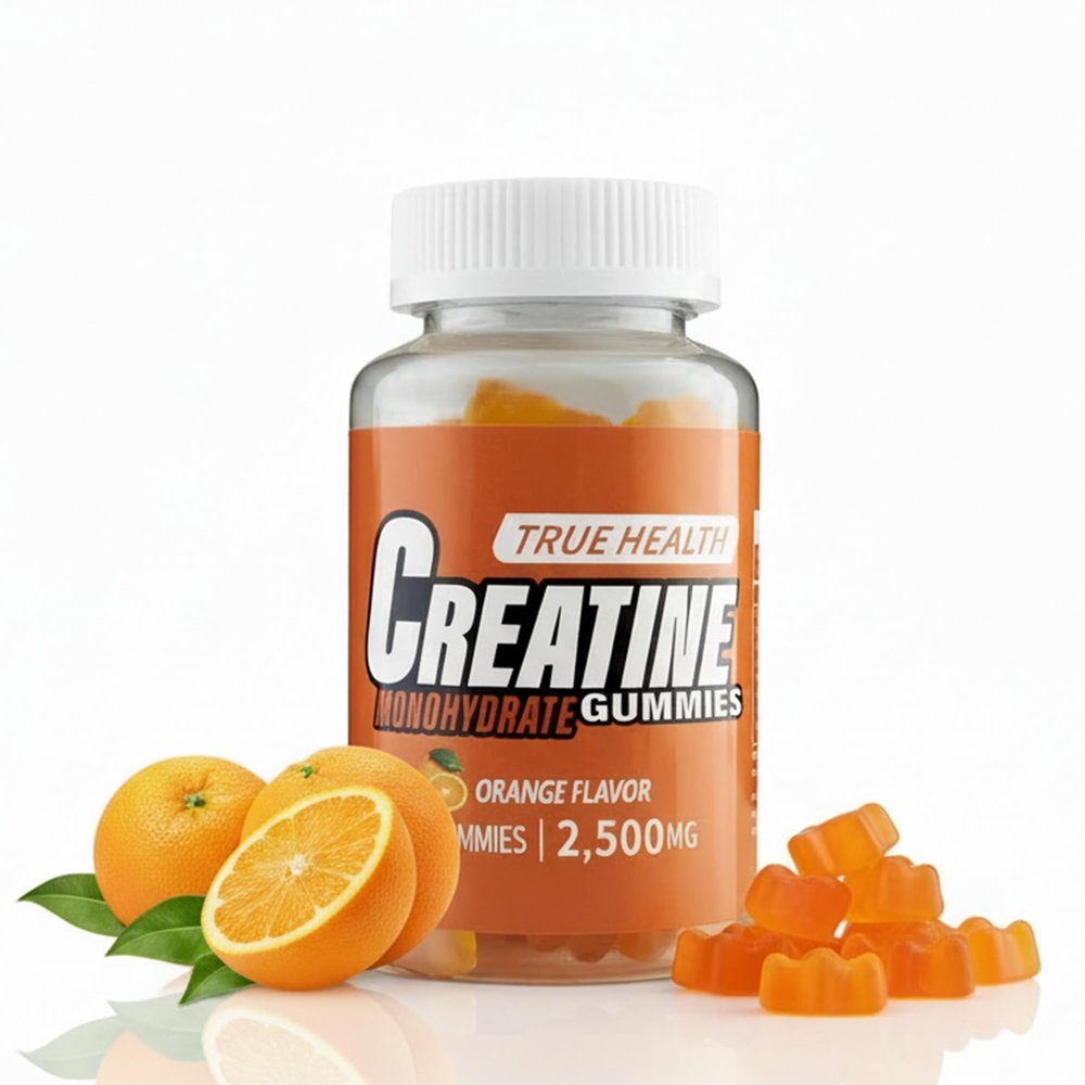 Creatine Gummies  Vegan Creatine Monohydrate Gummies, Strawberry Flavoured for Post Workout Recovery, Boost Muscle Growth and Enhance Strength, 2,500 MG, 60 Units (Orange)