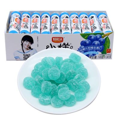 McKona China Snacks & Candy Box 30 Sticks Sweets, Fizzy/Sour Mix Snacks Candy Christmas Candy Gummy(18g30 Sticks) (Blueberry flavor)