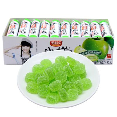 McKona China Snacks & Candy Box 30 Sticks Sweets, Fizzy/Sour Mix Snacks Candy Christmas Candy Gummy(18g30 Sticks) (Apple flavor)