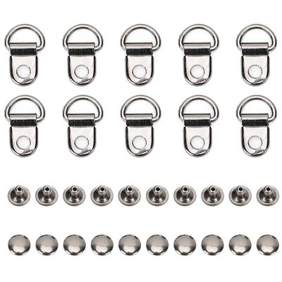 100 Sets Shoelace Hook D,Ring Eyelet Buckle Brass Rivet Tool for DIY Leather Crafting and Shoe Repair, 9x14mm Accessories for Bags and Footwear