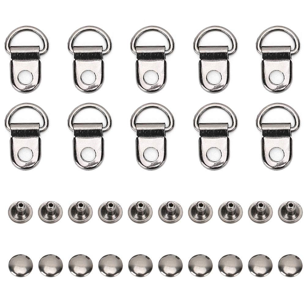 100 Sets Shoelace Hook D,Ring Eyelet Buckle Brass Rivet Tool for DIY Leather Crafting and Shoe Repair, 9x14mm Accessories for Bags and Footwear