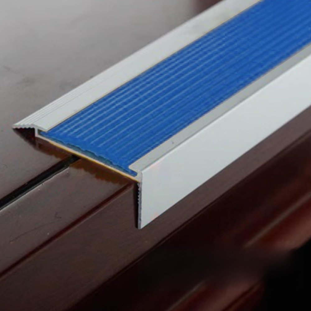 CMYUN Threshold Strip Aluminum Stairs Nosing Strips with Anti Slip Rubber, L-Shaped Staircase Edge Protector, Stair Nose Edging Smooth Transition Strip, Hotel Office(Blue,WxH 5x2cm(2x0.8in))