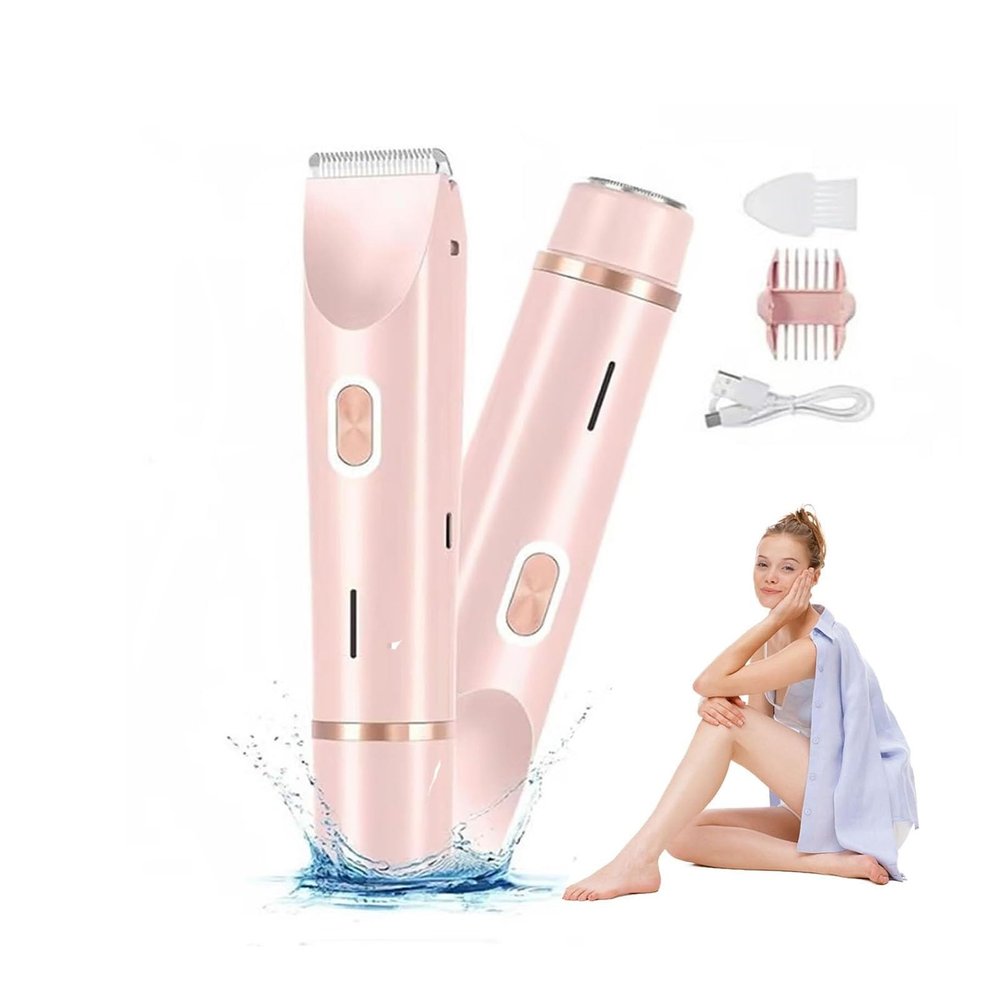 Dual Head Shaver Women,Bikini Shaver,2 in 1 Dual-Head Electric Razors, Waterproof Bikini Trimmer for Women,for Pubic Bikini Armpits Legs Arms Body Face, Wet & Dry Use Hair Removal