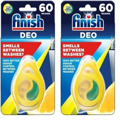Finish, Dishwasher Freshener, Lemon (2 pack) Eliminates Odour, Clean and Fresh Smell up to 120 Washes
