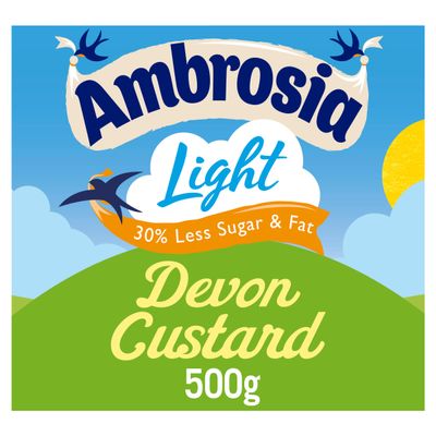 Ambrosia Devon Ready-to-Eat Creamy & Delicious Light Devon Custard Carton, 30% Less Fat & Sugar, 500 g (Pack of 6)