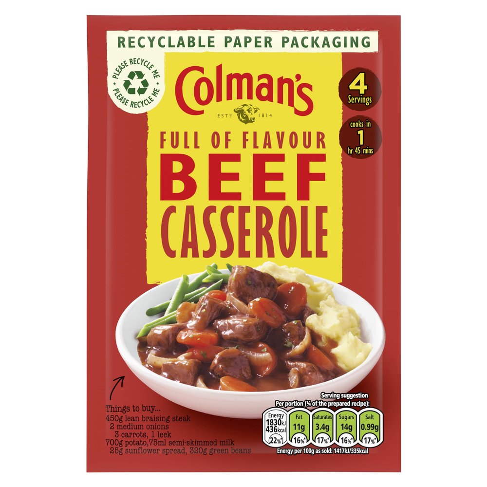 Colman's Beef Casserole Recipe Mix perfect with creamy mashed potato quick to prepare casserole mix 40 g (Pack of 6)