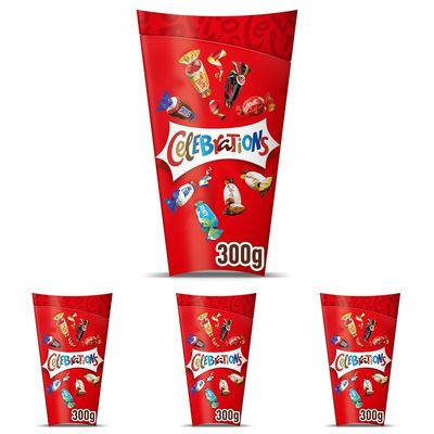 Celebrations Chocolate Gift, Milk Chocolate Selection (Maltesers, Galaxy and More), 300g (Pack of 4)