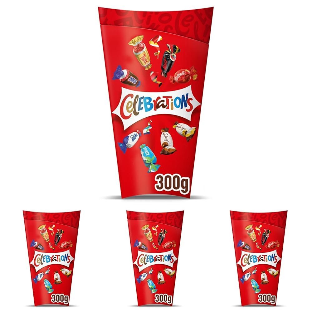 Celebrations Chocolate Gift, Milk Chocolate Selection (Maltesers, Galaxy and More), 300g (Pack of 4)