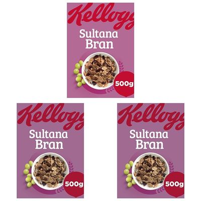 Kellogg's Sultana Bran Cereal 500g (Pack of 3)
