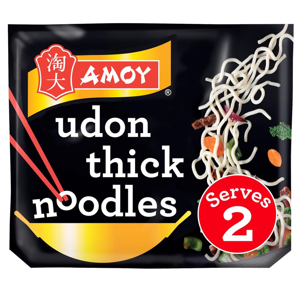 Amoy Straight To Wok Udon Thick Noodles, 2 x 150 g (Pack of 6)