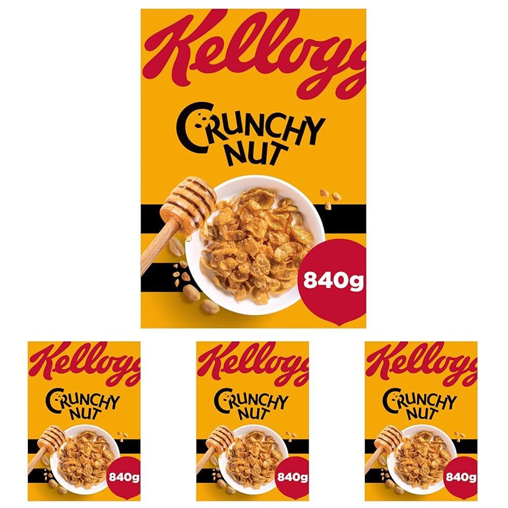 Kellogg's Crunchy Nut Breakfast Cereal Big Box, 840g (Pack of 4)
