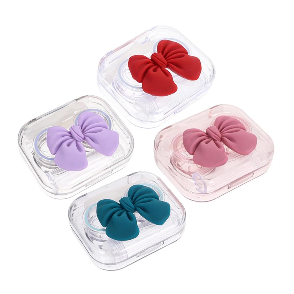 HAPINARY 4 Sets Cute Contacts Case in Material Small for Contacts Lens Storage Box for Organizing Multiple Glasses Case