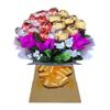 Chocolate Gifts Hamper Flower Bouquet For Men and Women With Ferero Rochr and Lindr lind Sweets Personalised Red Pink Purple Gold (Small)