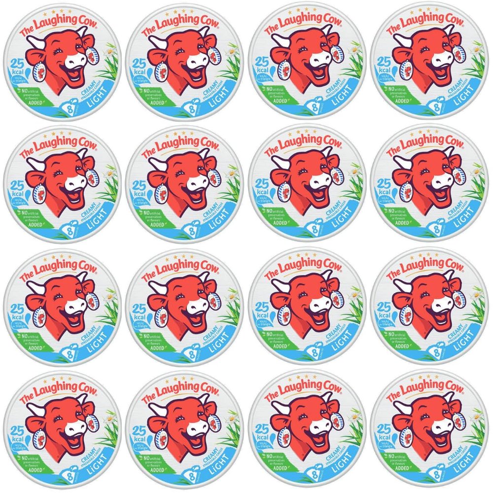 Thes Laughings Cows Light Cheese Spread Triangles Full Case 16 packs - Creamy & Spreadable, Calcium and Vitamin D Source (128 triangles)
