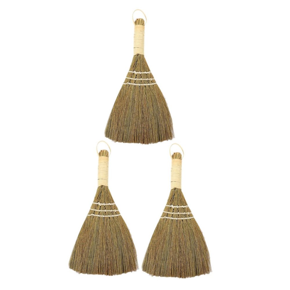 TOGEVAL 3pcs Small Desktop Broom Set with Short Handle, Portable Whisk Dust Brush for Household Cleaning, Dust Removing Brush for Kitchen and Office Surfaces