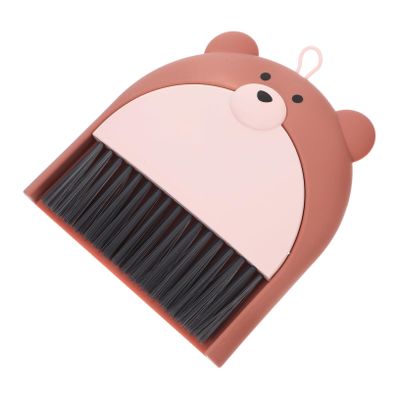 PRETYZOOM Cute Bear Mini Dustpan and Brush Set, Small Hand Broom with Dustpan for Tabletop Cleaning, Brown Bear Design, Compact Cleaning Brush Set for Keyboards and Pet Cages,
