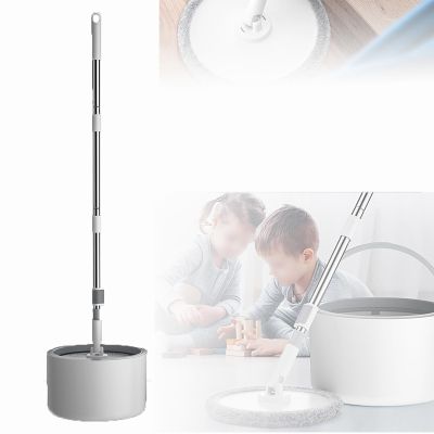 QIeAny Single-Bucket Wash And Spin Mop Set, A Space-Saving Cleaning Set, Recycled Water + 0.5CM Lightweight Mop Head + Nano-Level Soft Cotton Mop + Stainless Steel Telescopic Rod,White