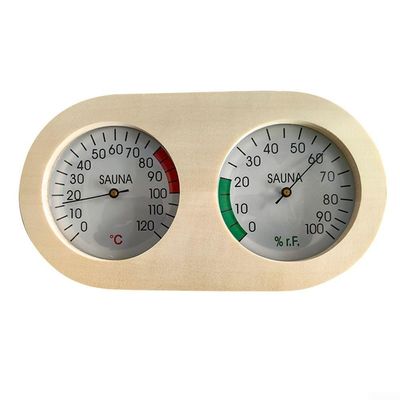 Wood Sauna Thermo-Hygrometer, 2-In-1 Thermometer And Hygromete R, Sauna Wooden Thermometer Sauna Temperature Humidity Meter, 235 * 130mm