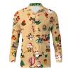 Mymyguoe Christmas Shirt Men's Christmas Shirt Regular Fit Xmas Shirt Christmas Shirt Theme Shirt Christmas Print Ugly Shirt 3D Digital Print Men's Shirt with Buttons, khaki, L view 1